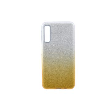 Ntech Samsung Galaxy A7 2018 - Glamour Glitter Dual Layer Back Cover TPU Hoesje - Zilver & Goud