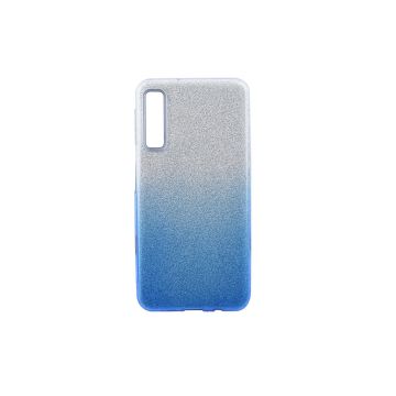 Ntech Samsung Galaxy A7 2018 - Glamour Glitter Dual Layer Back Cover TPU Hoesje - Zilver & Blauw