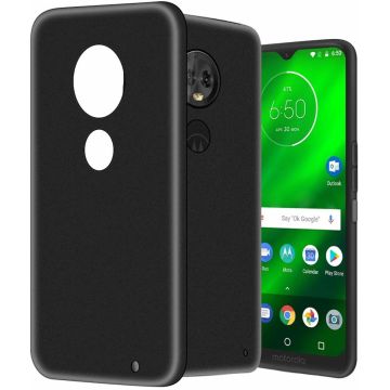 Ntech Motorola Moto G7 Plus Hoesje Silicone Hoesje Flexible & Scratch Resistent TPU Case - Zwart