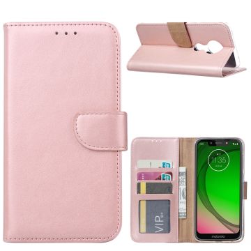 Ntech Portemonnee hoesje met Pasjesruimte voor Motorola Moto G7 Power - Rose Goud
