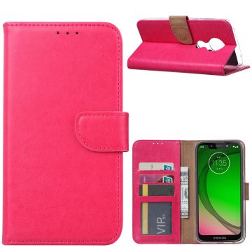Ntech Portemonnee hoesje met Pasjesruimte voor Motorola Moto G7 Power - Roze