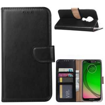 Ntech Portemonnee hoesje met Pasjesruimte voor Motorola Moto G7 Power - Zwart