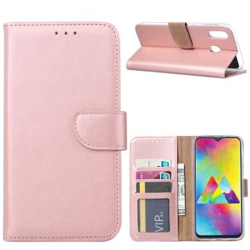 Ntech Portemonnee hoesje met Pasjesruimte voor Samsung Galaxy M20 - Rose Goud