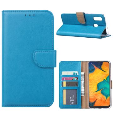Ntech Portemonnee hoesje met Pasjesruimte voor Samsung Galaxy A30 - Blauw