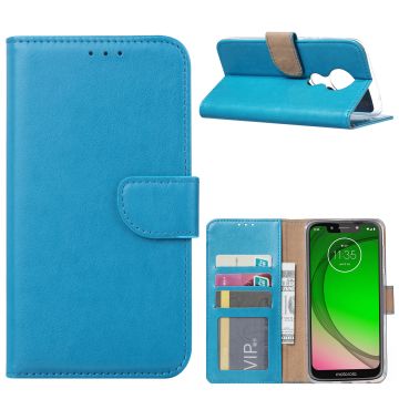 Ntech Portemonnee hoesje met Pasjesruimte voor Motorola Moto G7 Play - Blauw