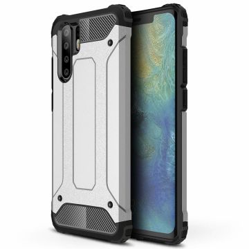 Ntech Huawei P30 Pro Dual layer Armor Hoesje - Zilver