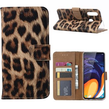Ntech Luipaard Design Portemonnee Hoesje Met Pasjesruimte & Magneet flapje - Samsung Galaxy A60