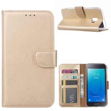 Ntech Samsung Galaxy J2 Core Portemonnee Hoesje / Book Case - Goud