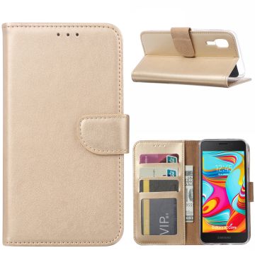 Ntech Samsung Galaxy A2 Core Portemonnee Hoesje / Book Case - Goud