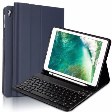 Ntech Blauw Magnetically Detachable / Wireless Bluetooth Keyboard hoesje met Stylushouder voorHoes geschikt voor iPad Air 1-2/Hoes geschikt voor iPad pro 9.7/Hoes geschikt voor iPad 9.7 (2017-2018)