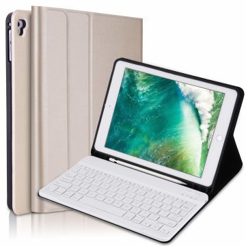 Ntech Keyboard hoes met Stylushouder Hoes geschikt voor iPad 9.7 (2017-2018) / Air - Goud