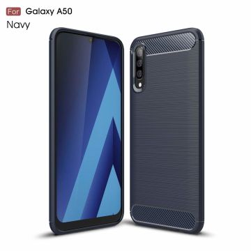 Ntech Soft Brushed TPU Hoesje voor Samsung Galaxy A50 - Donker Blauw