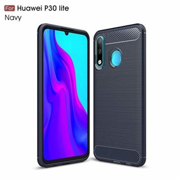 Ntech Soft Brushed TPU Hoesje voor Huawei P30 Lite / P30 Lite New Edition - Donker Blauw