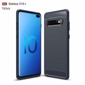 Ntech Soft Brushed TPU Hoesje voor Samsung Galaxy S10+ (Plus) - Donker Blauw