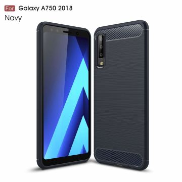 Ntech Soft Brushed Hoesje voor Samsung Galaxy A7 2018 - Donker Blauw