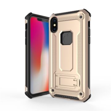 Ntech hoesje Geschikt voor iPhone Xs Max - Armor Hoesje met Sta-Functi - Goud