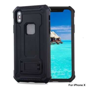 Ntech hoesje Geschikt voor iPhone X / Xs - Armor hoesje met Kickstand - Zwart