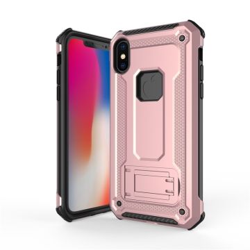 Ntech hoesje Geschikt voor iPhone Xr Armor hoesje met Kickstand - Rosegoud