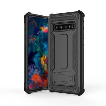 Ntech Samsung Galaxy S10+ Armor hoesje met Kickstand - Zwart