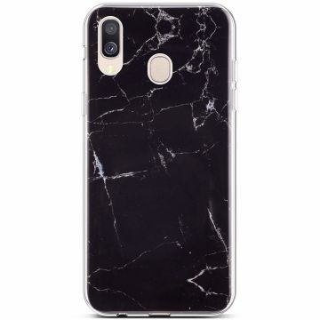 Ntech Samsung Galaxy A40 Marmor Design Back Cover Hoesje - Zwart kleur