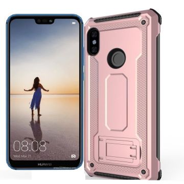 Ntech Huawei P20 Lite Armor hoesje met Kickstand Rose Goud