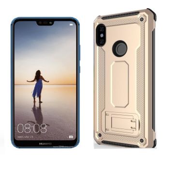 Ntech Huawei P20 Lite Armor hoesje met Kickstand - Goud