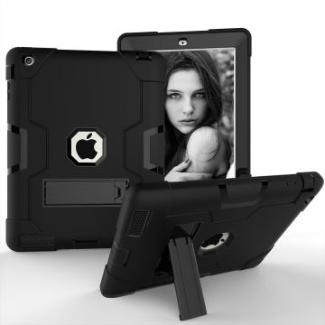 Ntech hoes geschikt voor iPad Apple iPad 2 / 3 / 4 Built in Kickstand Armor - Zwart