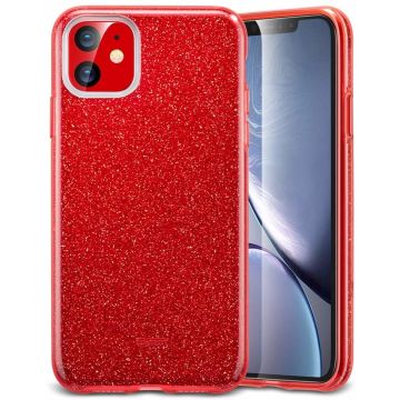 Ntech hoesje Geschikt voor iPhone 11 Glitter TPU Back Hoesje - Rood