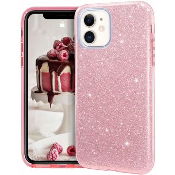 Ntech hoesje Geschikt voor iPhone 11 Glitter TPU Back Hoesje - Roze