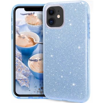 Ntech hoesje Geschikt voor iPhone 11 Glitter TPU Back Hoesje - Turquoise
