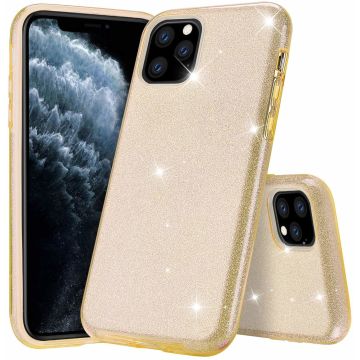Ntech hoesje Geschikt voor iPhone 11 Pro Glitter TPU Back Hoesje - Goud