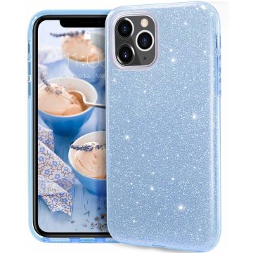 Ntech hoesje Geschikt voor iPhone 11 Pro Max Glitter TPU Back Hoesje - Turquoise