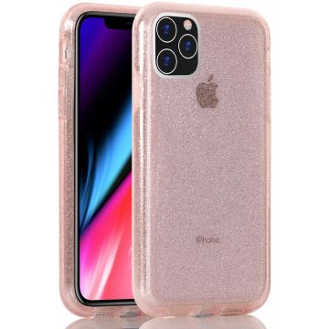 Ntech hoesje Geschikt voor iPhone 11 Pro Max Glitter TPU Back Hoesje - Roze
