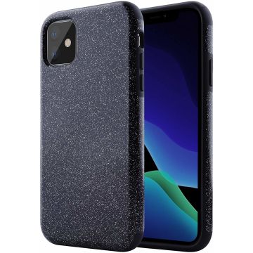 Ntech hoesje Geschikt voor iPhone 11 Pro Max Glitter TPU Back Hoesje - Zwart