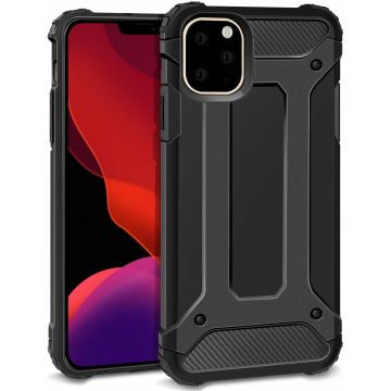 Hoesje Geschikt voor iPhone 11 Pro Max Armor Hoesje - Zwart