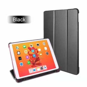 Hoes geschikt voor Apple iPad (2019 / 2020) 10.2 /Air 10.5 (2019) Smart hoes Tri-Fold met Pencil Houder - Zwart