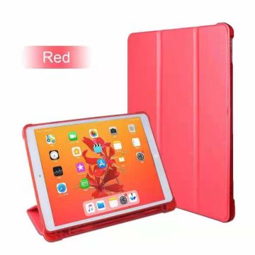 Hoes geschikt voor Apple iPad (2019 / 2020) 10.2 /Air 10.5 (2019) Smart hoes Tri-Fold met Pencil Houder - Rood