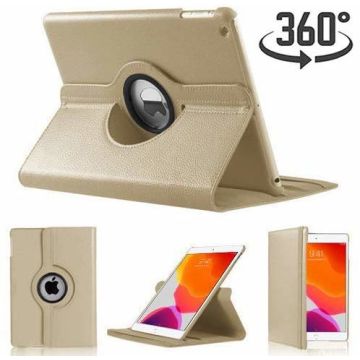 Hoes geschikt voor iPad 2021 / 2020 / 2019 (9e/8e/7e Generatie / 10.2 inch) draaibare Hoes met stylus pen - Goud