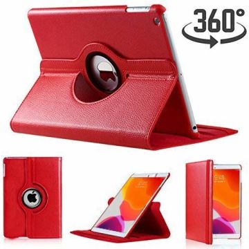 Hoes geschikt voor iPad 2021 / 2020 / 2019 (9e/8e/7e Generatie / 10.2 inch) draaibare Hoes met stylus pen - Rood