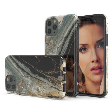 Hoesje Geschikt voor iPhone 11 Marmor Design Back Cover Hoesje - Zwart & Goud