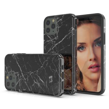 Hoesje Geschikt voor iPhone 11 Pro Marmor Design Back Cover Hoesje - Zwart