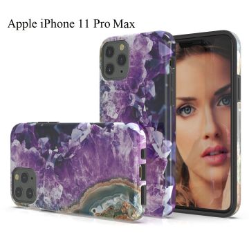 Hoesje Geschikt voor iPhone 11 Pro Max Marmor Stone Back Cover Hoesje - Paars