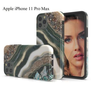 Hoesje Geschikt voor iPhone 11 Pro Max Marmor Jewel Design Back Cover Hoesje - Multi kleur