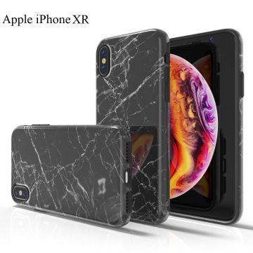 Hoesje Geschikt voor iPhone XR Marmor Design Back Cover Hoesje - Zwart