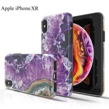 Hoesje Geschikt voor iPhone XR Marmor Stone Back Cover Hoesje - Paars