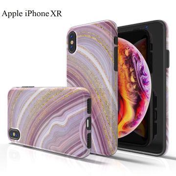 Hoesje Geschikt voor iPhone XR Marmor Design Back Cover Hoesje - Roze & Goud