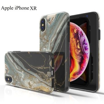 Hoesje Geschikt voor iPhone XR Marmor Design Back Cover Hoesje - Zwart & Goud