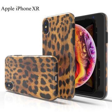 Hoesje Geschikt voor iPhone XR Luipaard Design Back Cover Hoesje - Zwart & Geel