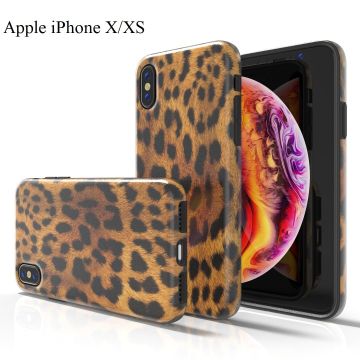 Hoesje Geschikt voor iPhone X/XS Luipaard Design Back Cover Hoesje - Zwart & Geel