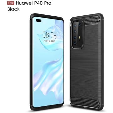 Huawei P40 Pro Geborsteld TPU Hoesje - Zwart